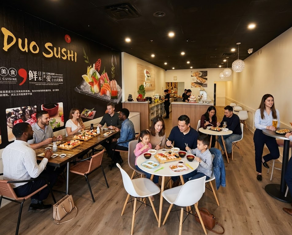 Guests dining at Duo Sushi