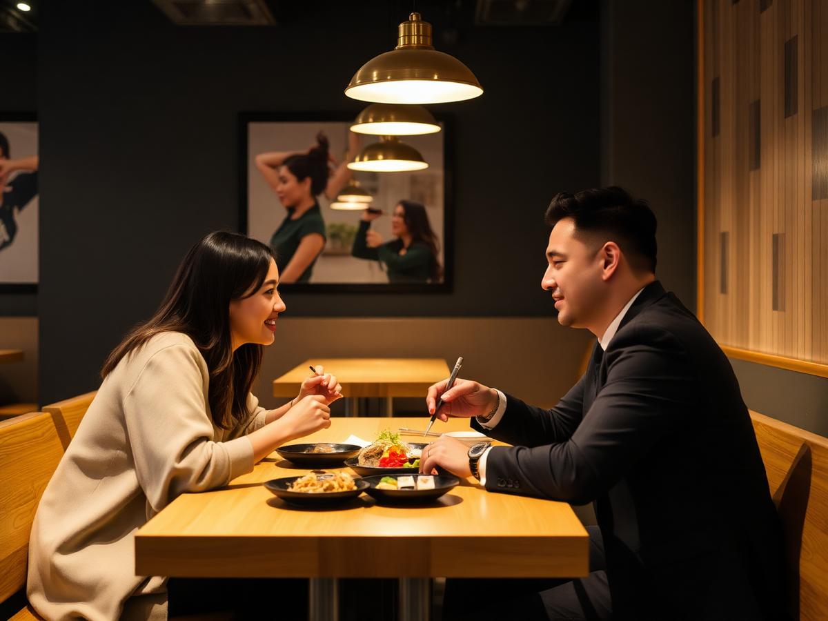 Diners enjoying sushi at Duo